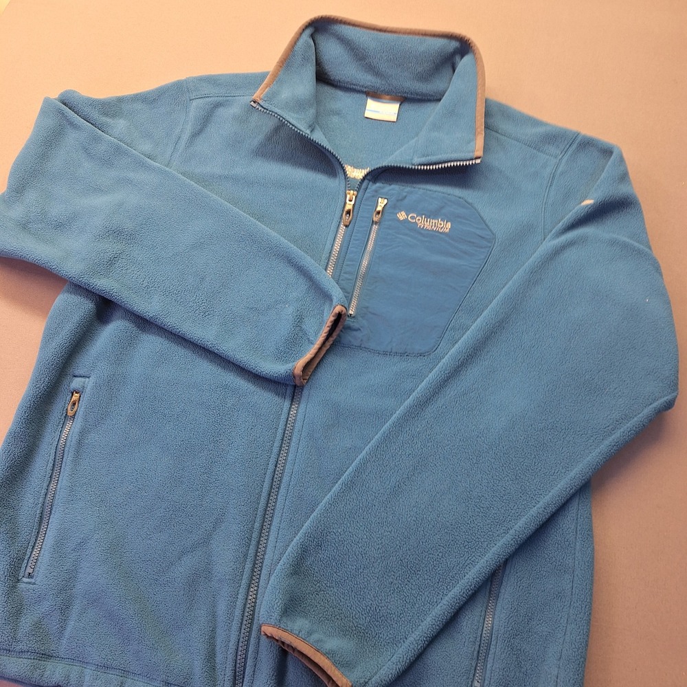 Columbia Titanium Polartec Fleece Jacket Mens Large Blue Full Zip 1762